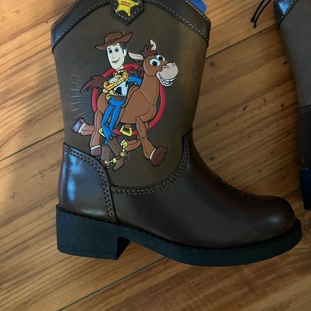 RARE Josmo Disney Pixar Toy Story Woody & Bullseye Sturdy Brown Cowboy Boots NEW